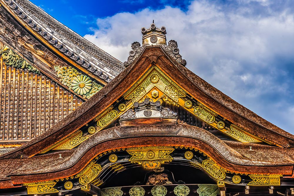 Nijo Castle, Kyoto, Japan. Chrysanthemum is a symbol of Imperial Court.